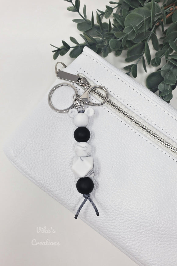 Marble Black Mouse Keychain