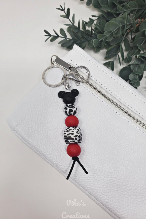 Cow/Dalmatian Black Mouse Keychain