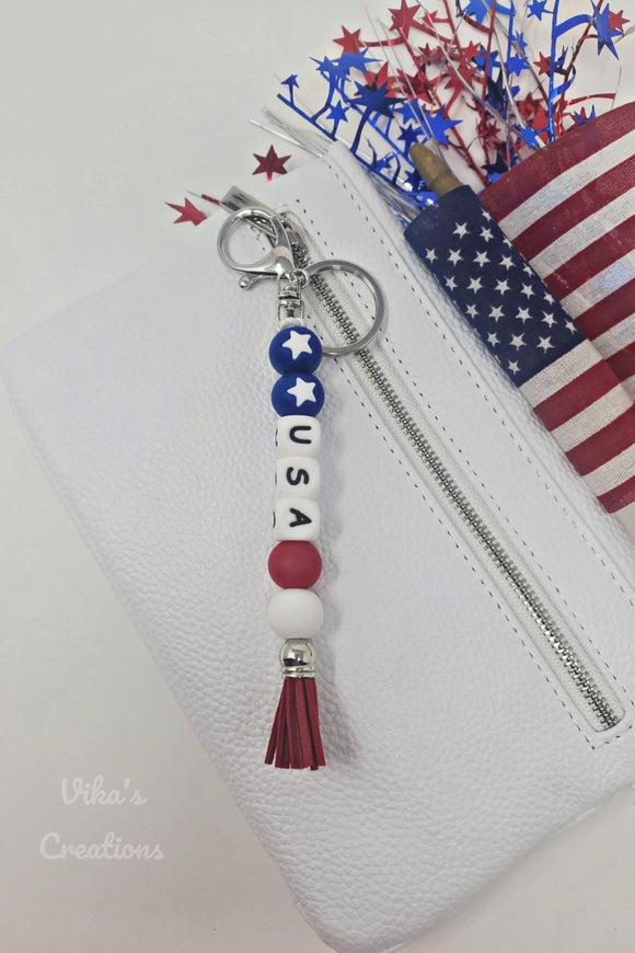 American Flag USA Keychain