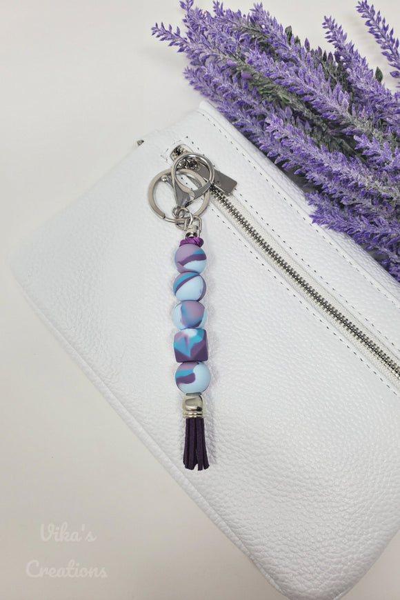 Mermaid Tie Dye Hexagon Keychain