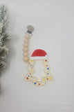 Cream Christmas Tree Teether & Paci Clip Combo